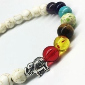🌷2/$30🌷White Chakra Bracelet w/ Elephant